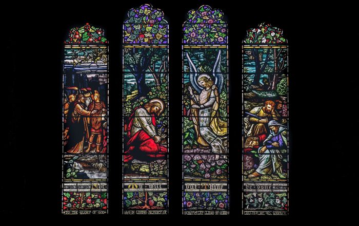 Stained windows in St Coulmbs Cathedral